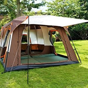 KTT Extra Large Tent 12 Person(Style-B),Family Cabin Tents,2 Rooms,Straight Wall,3 Doors and 3 Windows with Mesh,Waterproof,Double Layer,Big Tent for Outdoor,Picnic,Camping,Family Gathering